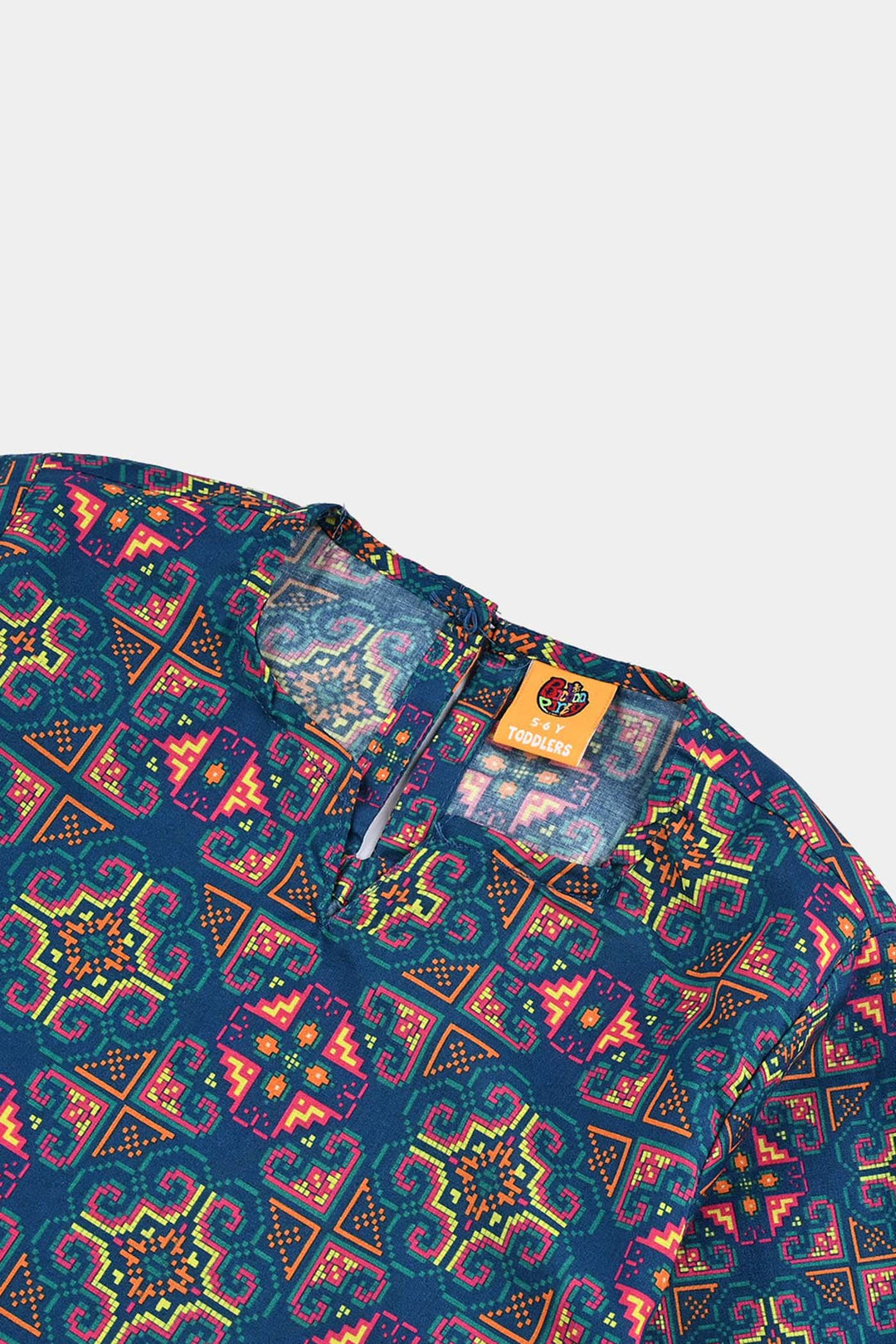 Girls Cotton Poplin Printed Kurti Tribal-Multi