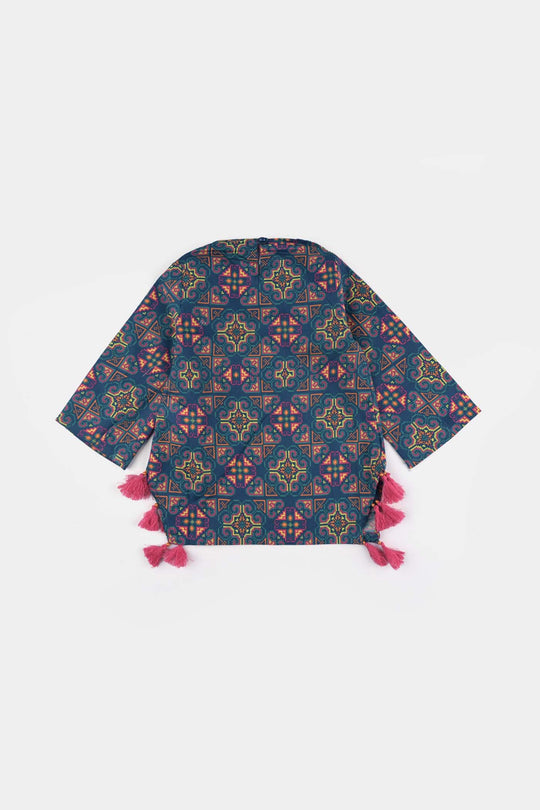 Infant Girls Cotton Poplin Printed Kurti Tribal-Multi