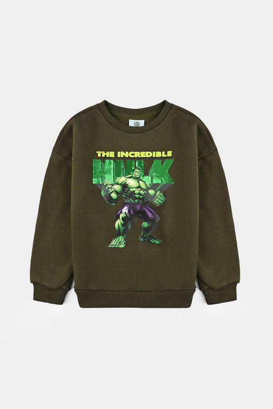 Boys Fleece Sweatshirt Character-Olive