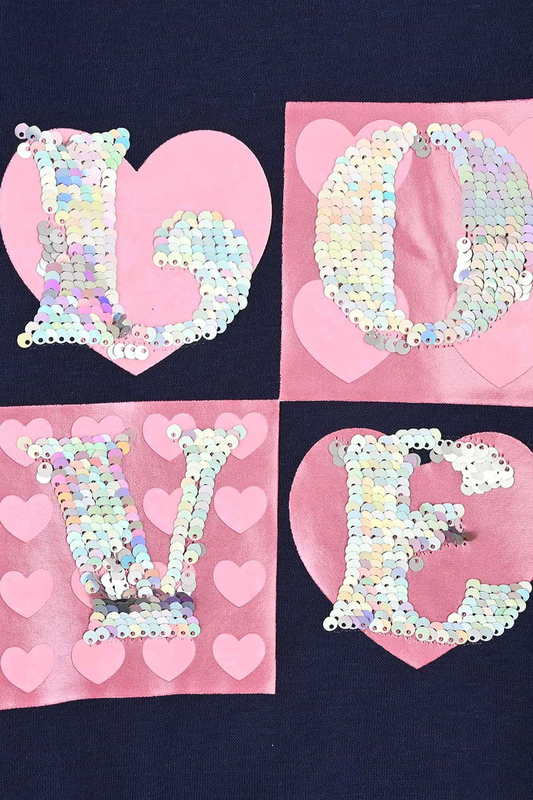 Girls Fleece Sweatshirt Love-Navy Blue