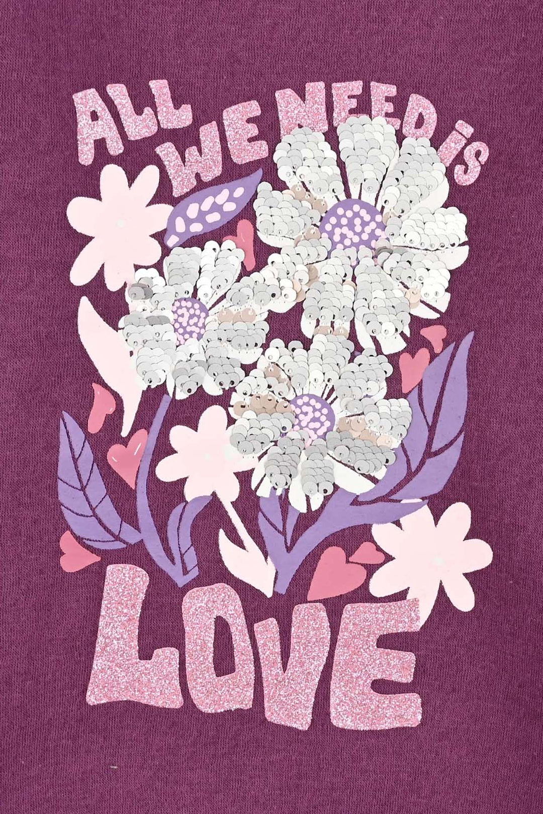 Girls Fleece Sweatshirt Need Love-PURPLE