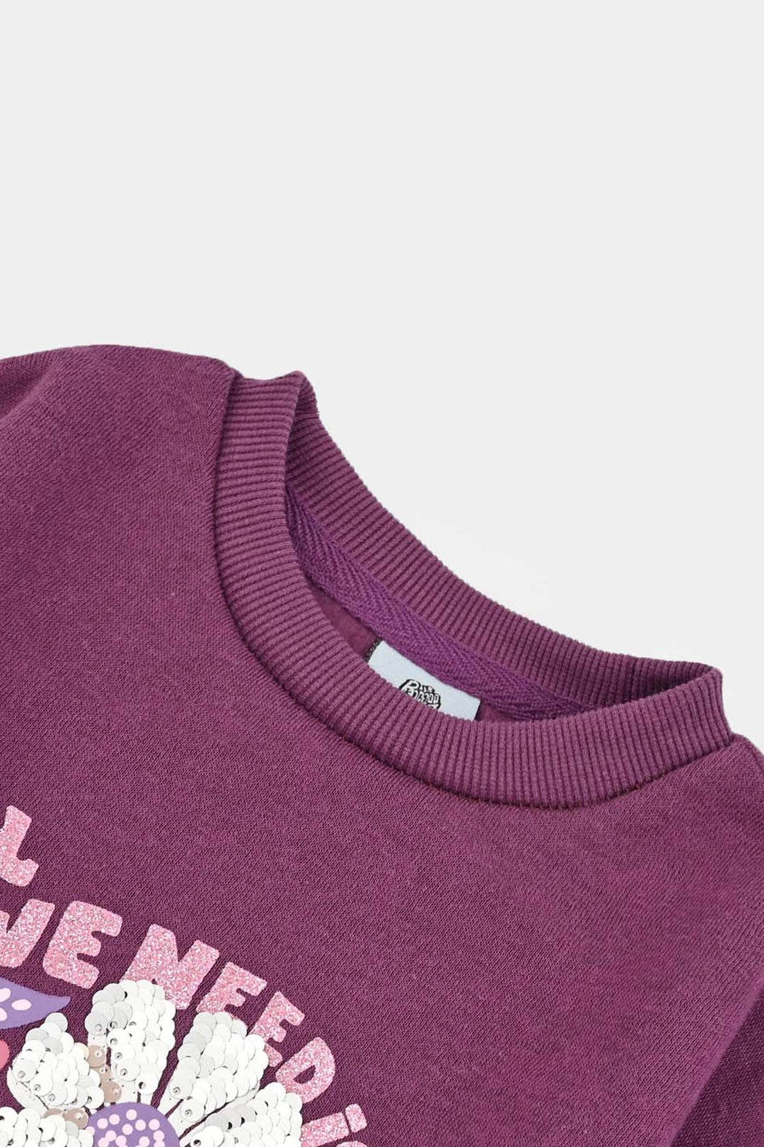 Girls Fleece Sweatshirt Need Love-PURPLE