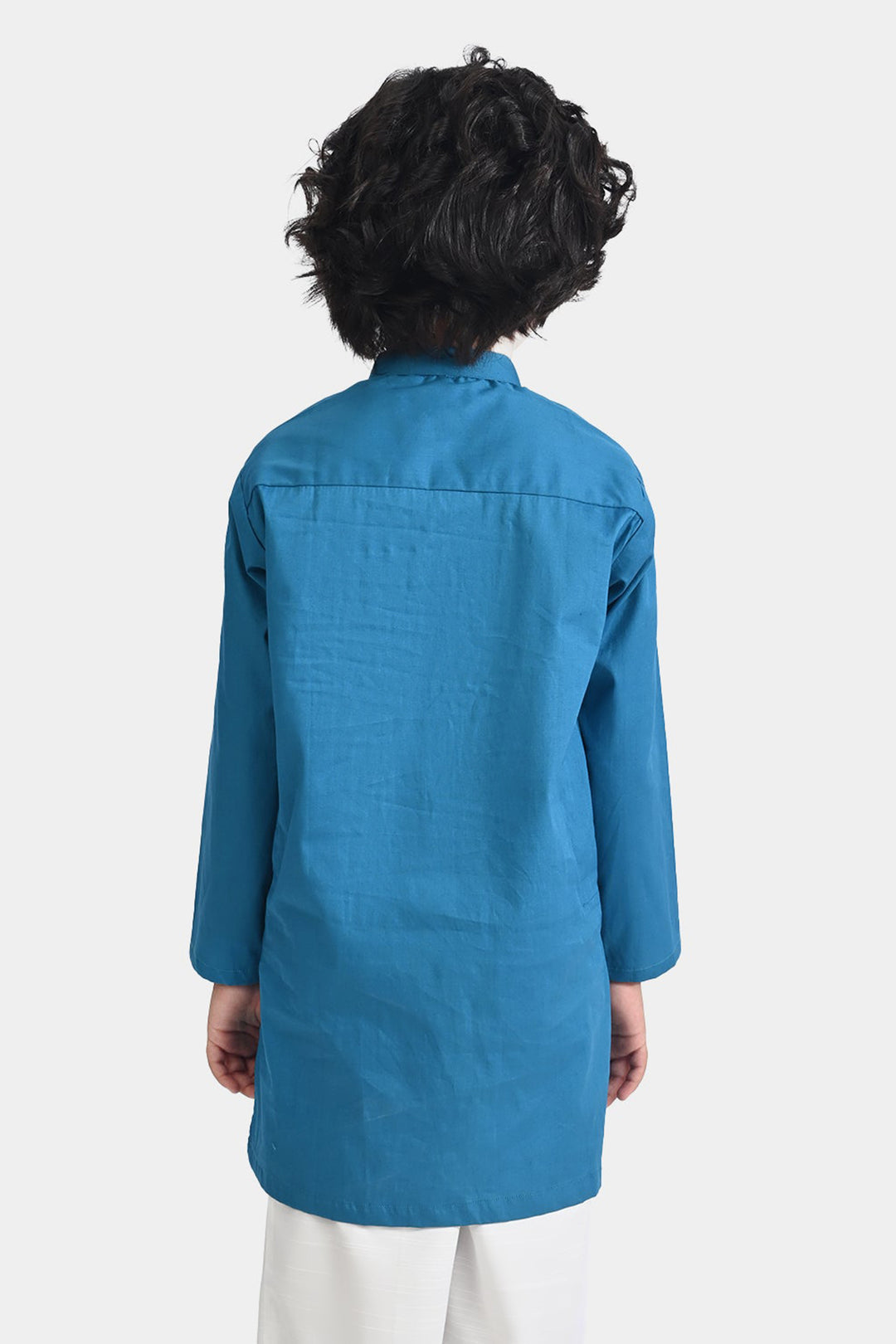 Boys Cotton Poplin Basic Kurta-Sea Port