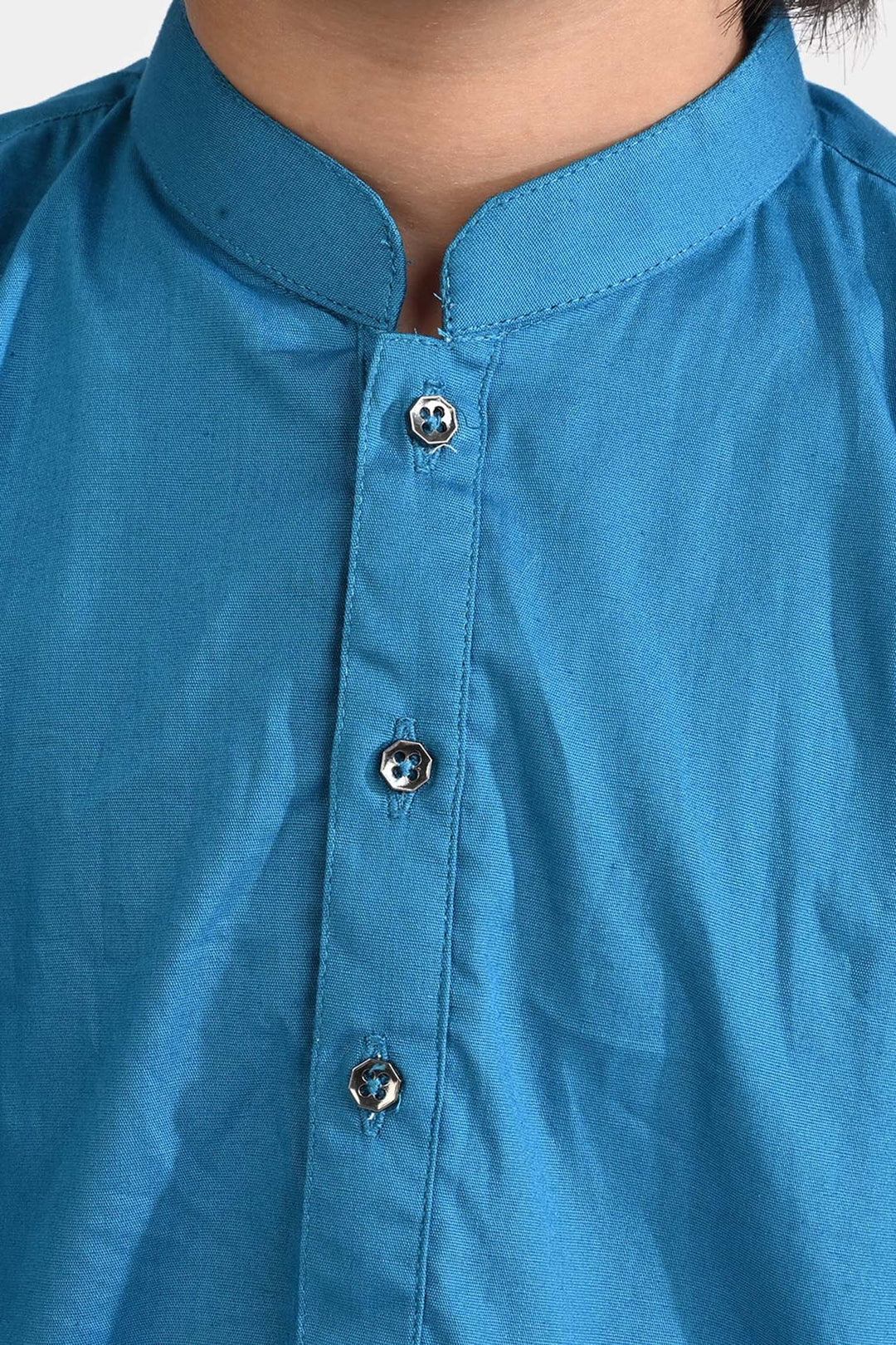 Boys Cotton Poplin Basic Kurta-Sea Port