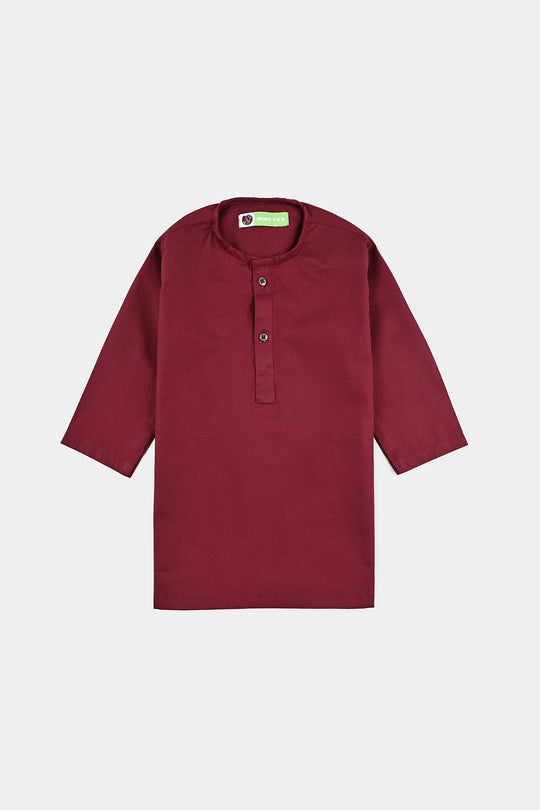 Infant Boys Cotton Poplin Basic Kurta-Red