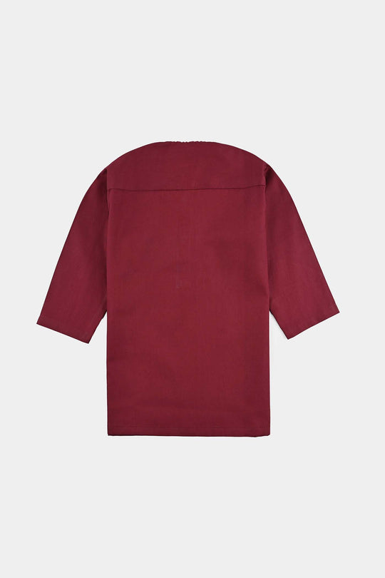 Infant Boys Cotton Poplin Basic Kurta-Red