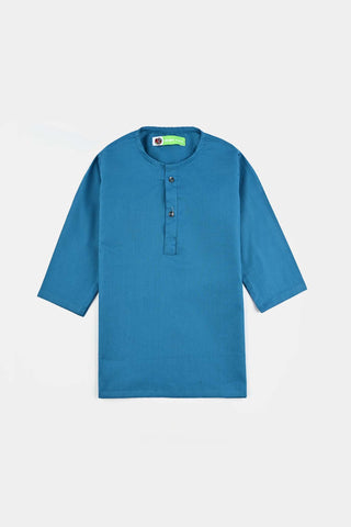 Infant Boys Cotton Poplin Basic Kurta-Sea Port