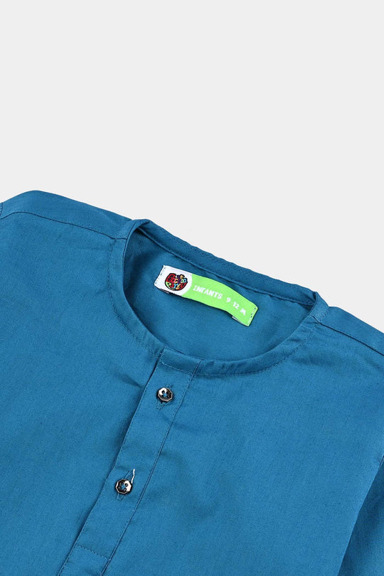 Infant Boys Cotton Poplin Basic Kurta-Sea Port