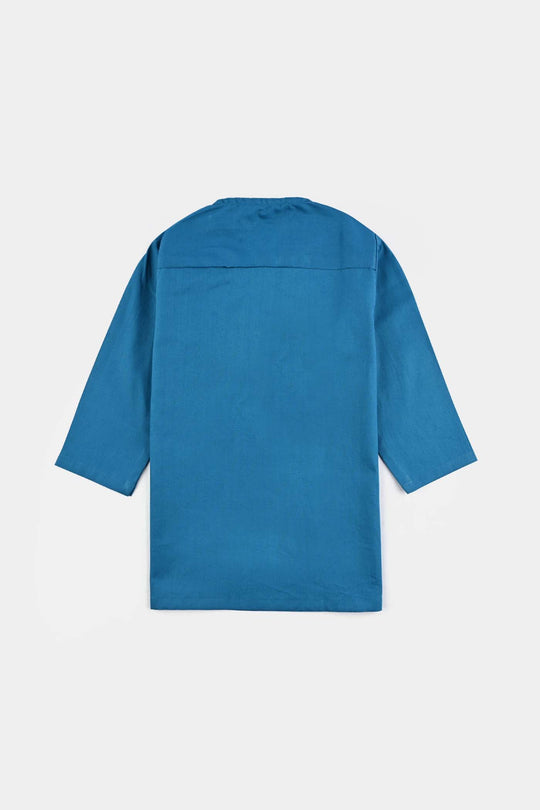 Infant Boys Cotton Poplin Basic Kurta-Sea Port