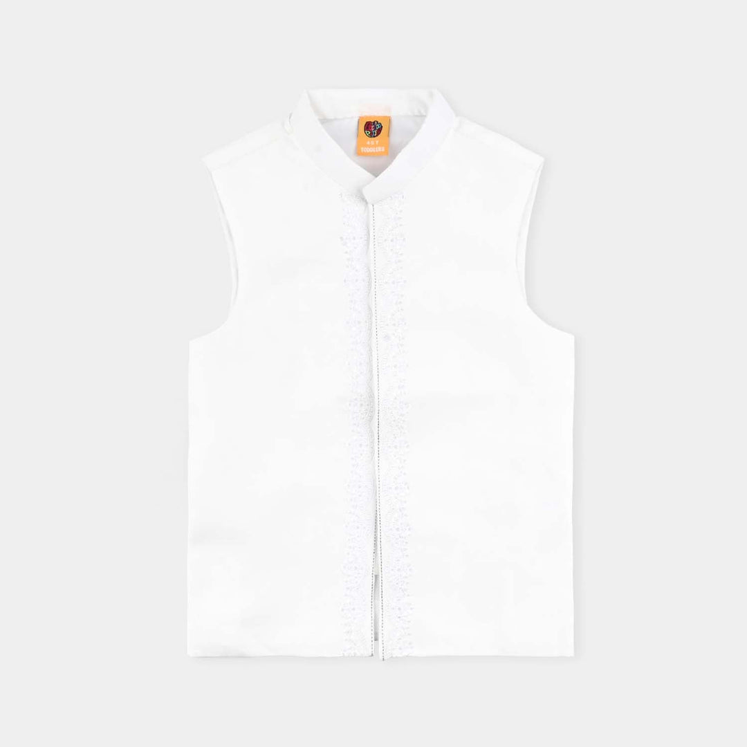 Boys Poly Viscose 3 Piece Suit-White