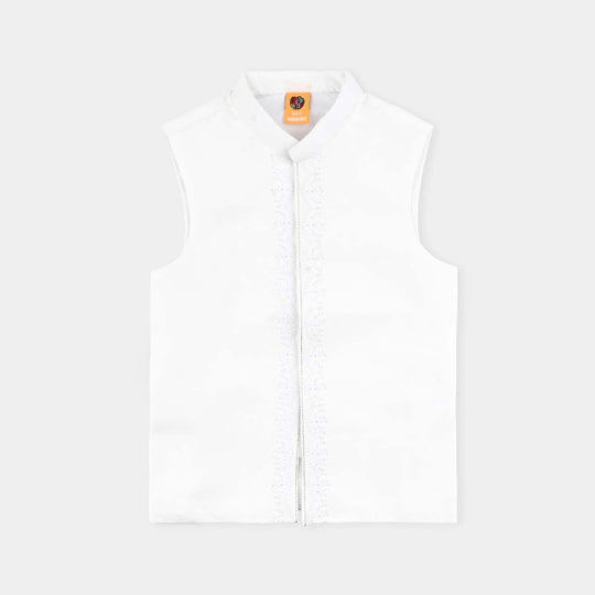 Boys Poly Viscose 3 Piece Suit-White