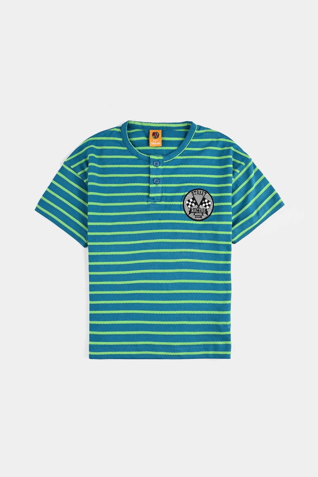 Boys Jacquard Striped T-Shirt (Street Racer) - Green