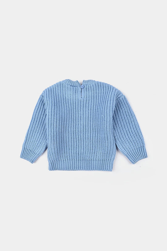 Infant Girls Acrylic Sweater-Sequence BOW-L.Blue
