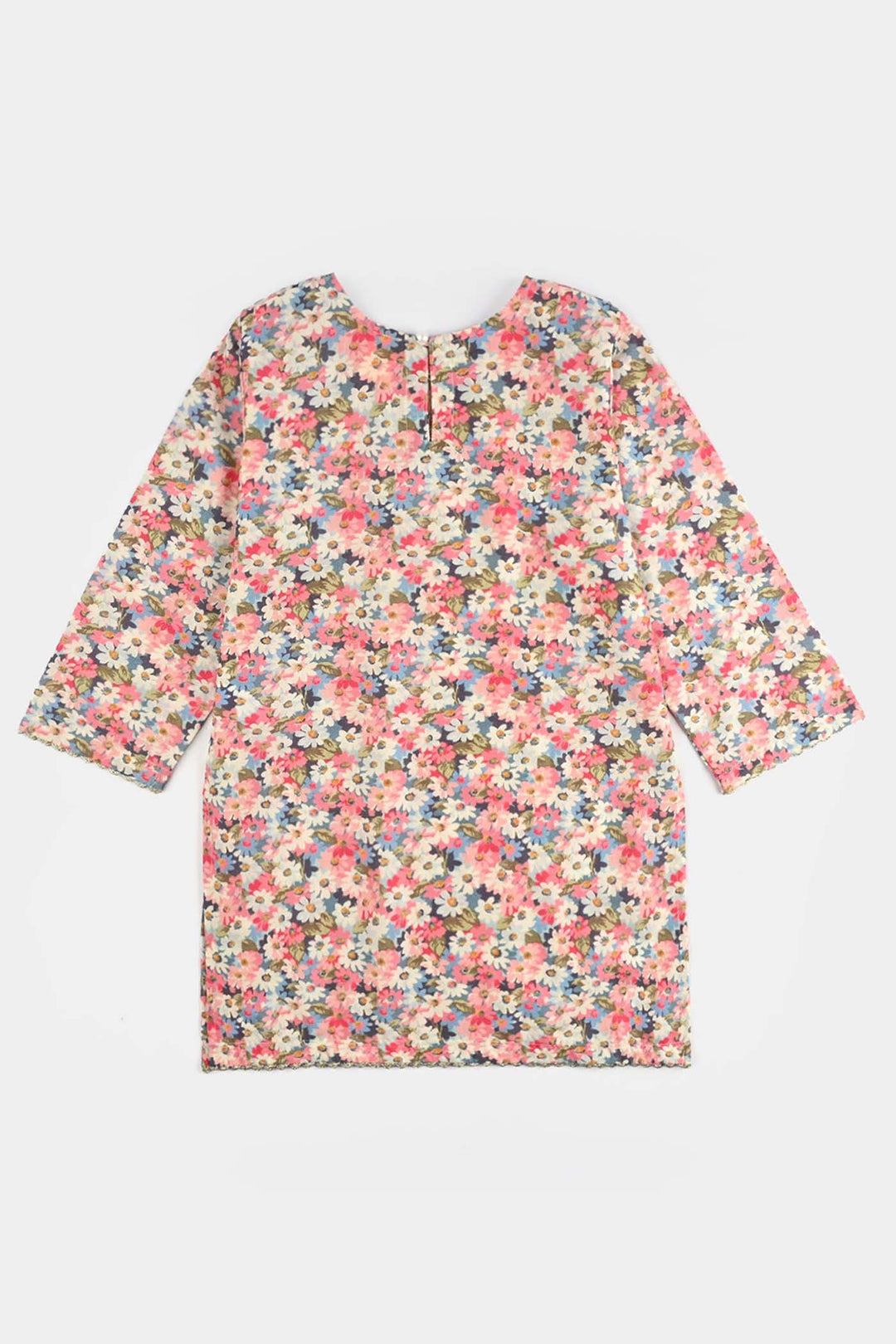 Infant Girls Cotton Poplin Printed & Emb 2Pcs Peach-Multi
