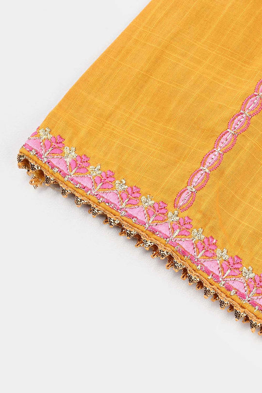 Infant Girls Cotton Slub Emb 2Pcs Laila-Mustard