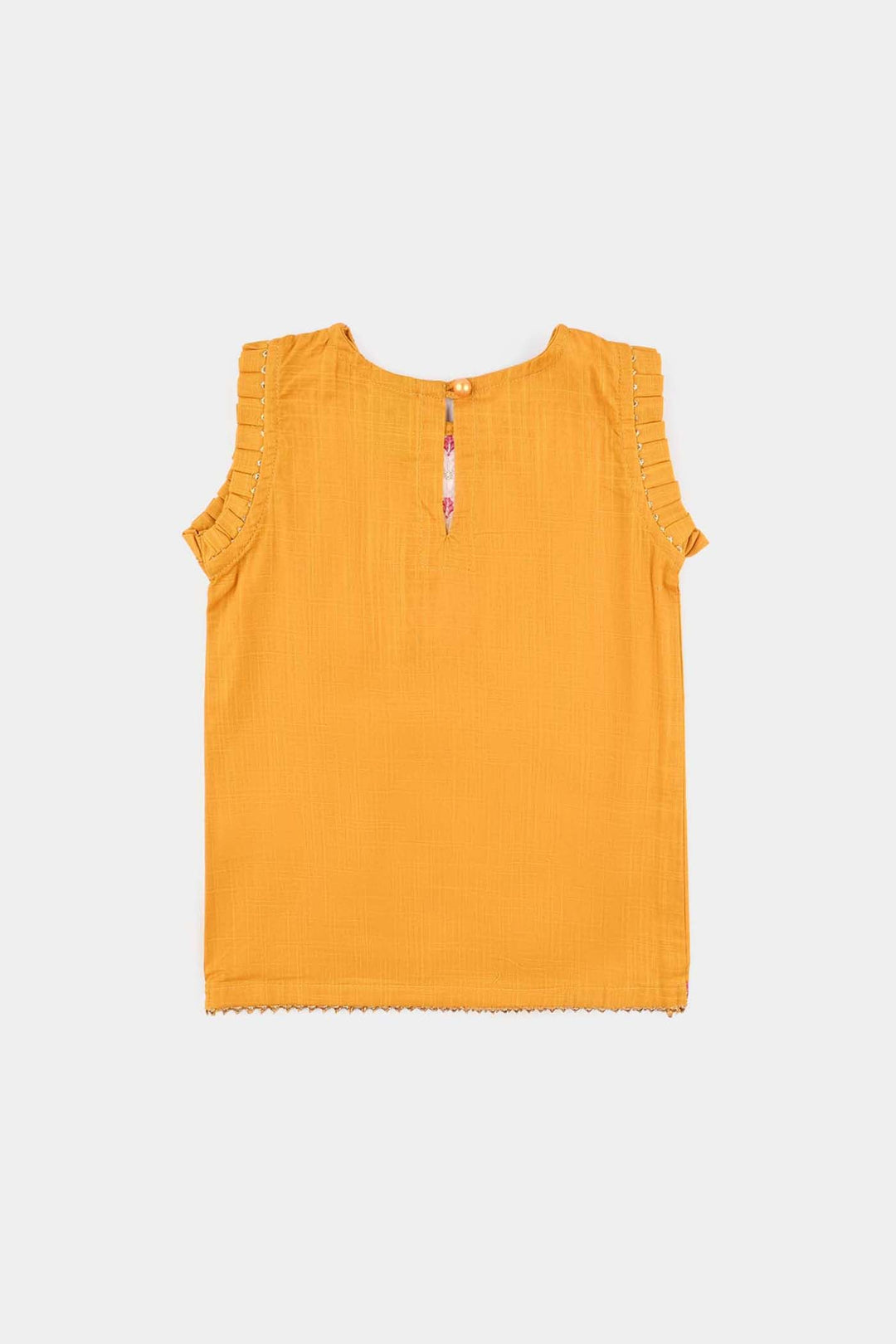 Infant Girls Cotton Slub Emb 2Pcs Laila-Mustard