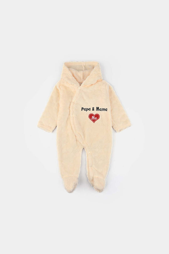 Infant Unisex Sherpa Romper-BEIGE