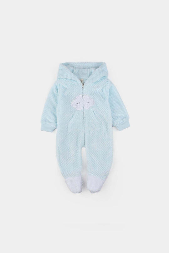 Infant Unisex Sherpa Romper-BLUE