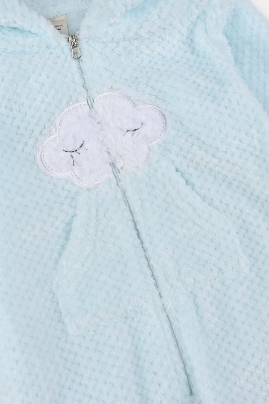 Infant Unisex Sherpa Romper-BLUE