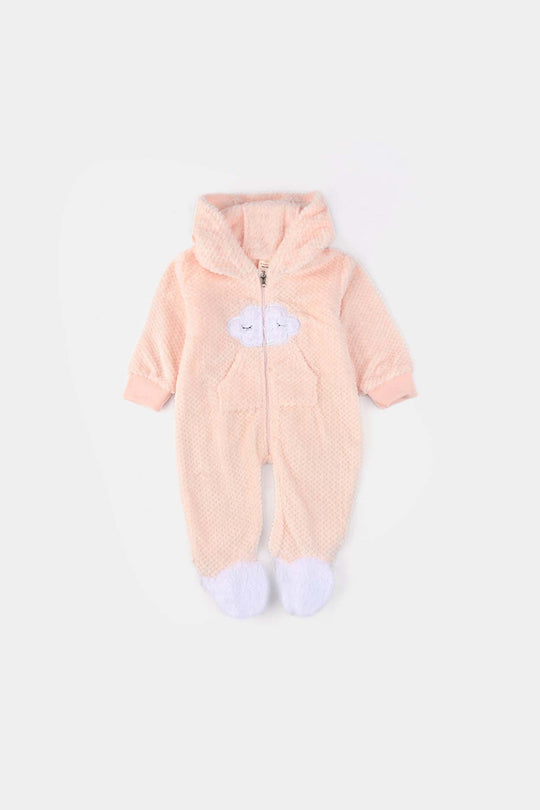 Infant Unisex Sherpa Romper-Pink