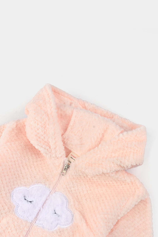 Infant Unisex Sherpa Romper-Pink