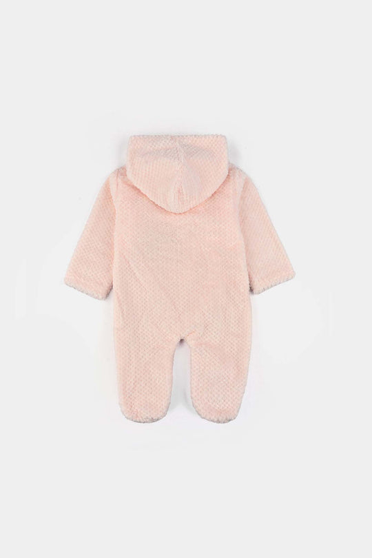 Infant Unisex Sherpa Romper-Pink