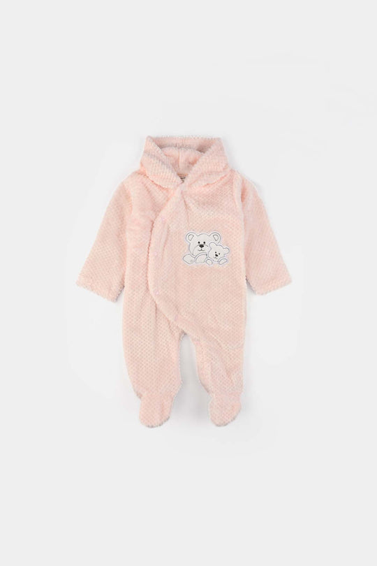Infant Unisex Sherpa Romper-Pink