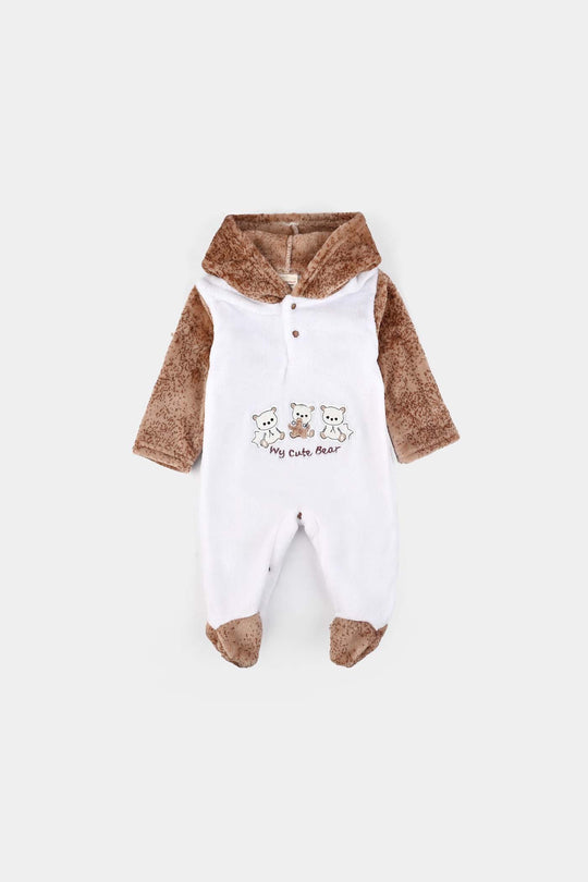 Infant Unisex Velour Romper-White