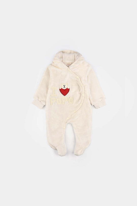 Infant Unisex Sherpa Romper-BEIGE