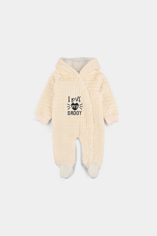 Infant Unisex Sherpa Romper-BEIGE