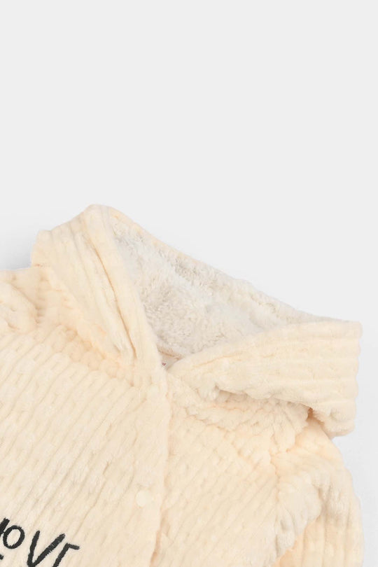 Infant Unisex Sherpa Romper-BEIGE