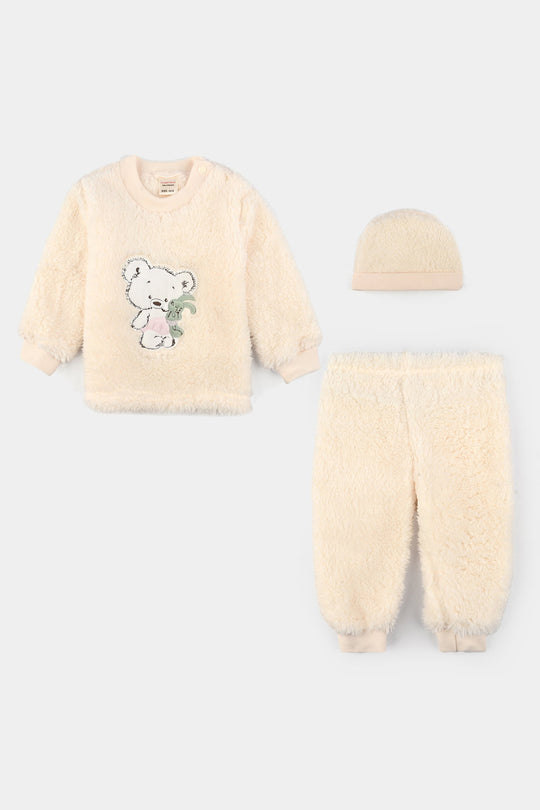 Infant Boys Faux Fur Suit-BEIGE