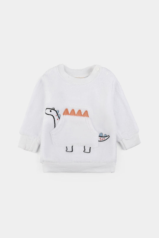 Infant Boys Faux fur Suit-White