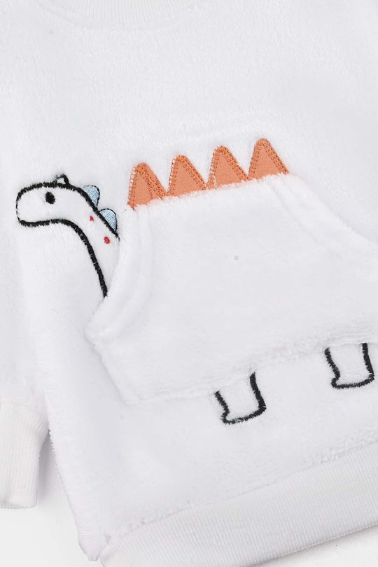 Infant Boys Faux fur Suit-White