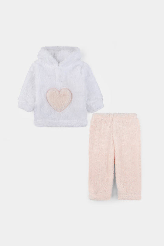 Infant Boys Faux Fur Suit-White