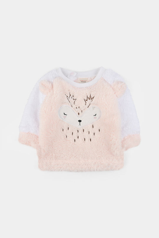 Infant Boys Faux Fur Suit-Pink