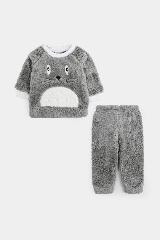 Infant Boys Faux Fur Suit - GREY