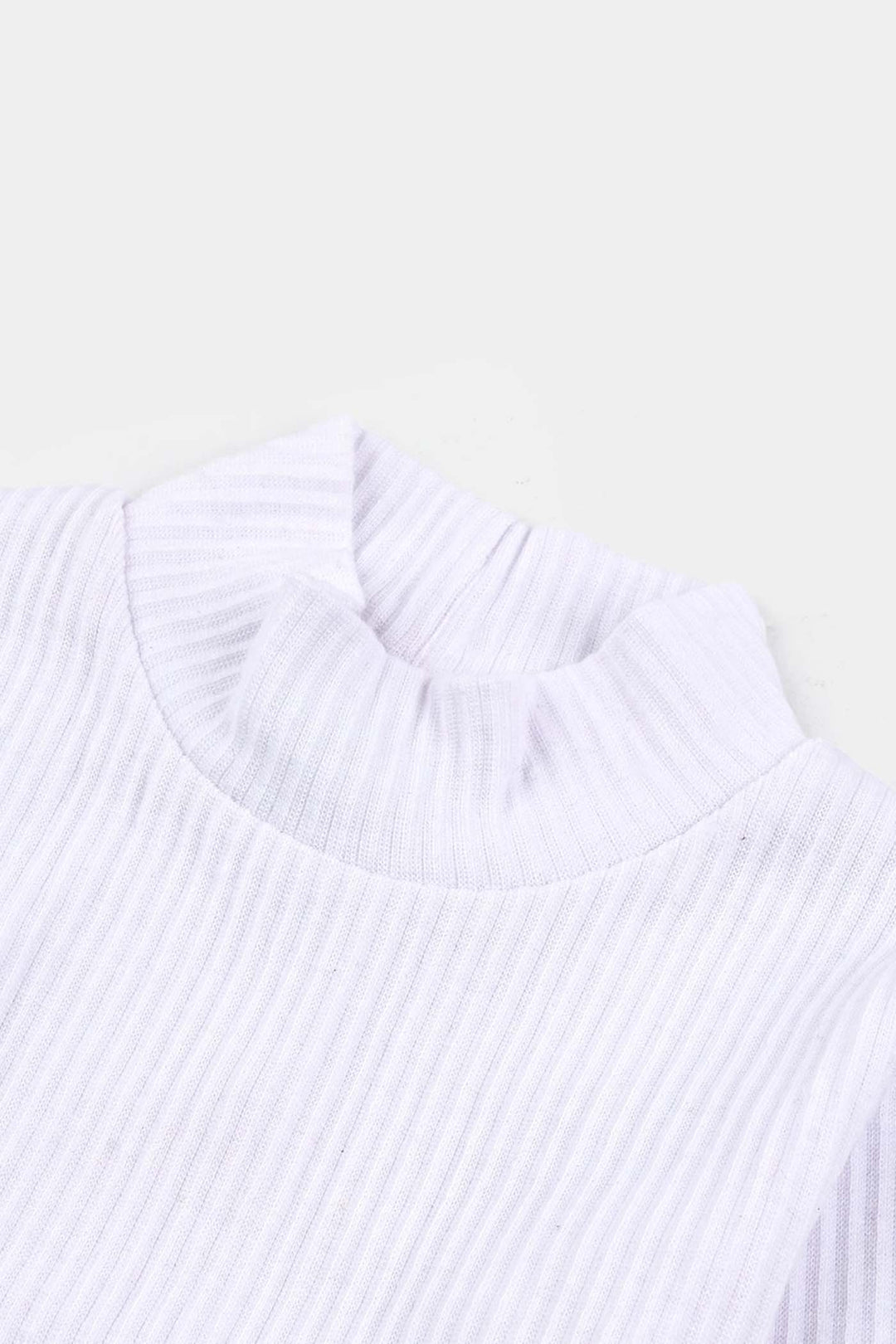 Boys Rib Turtle Neck T-Shirt - WHITE