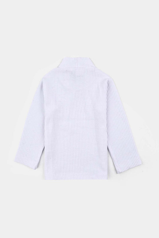 Boys Rib Turtle Neck T-Shirt - WHITE