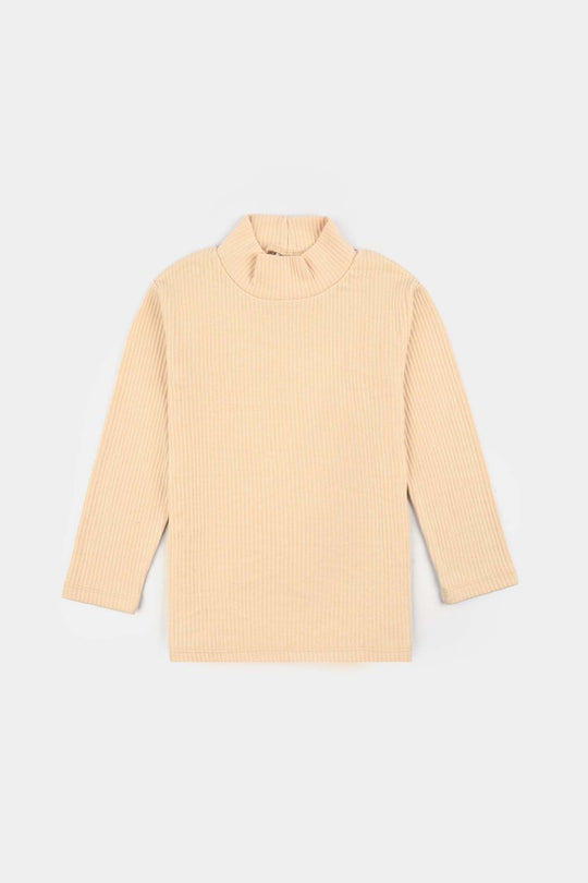 Boys Rib Turtle Neck T-Shirt - Wood.Ash