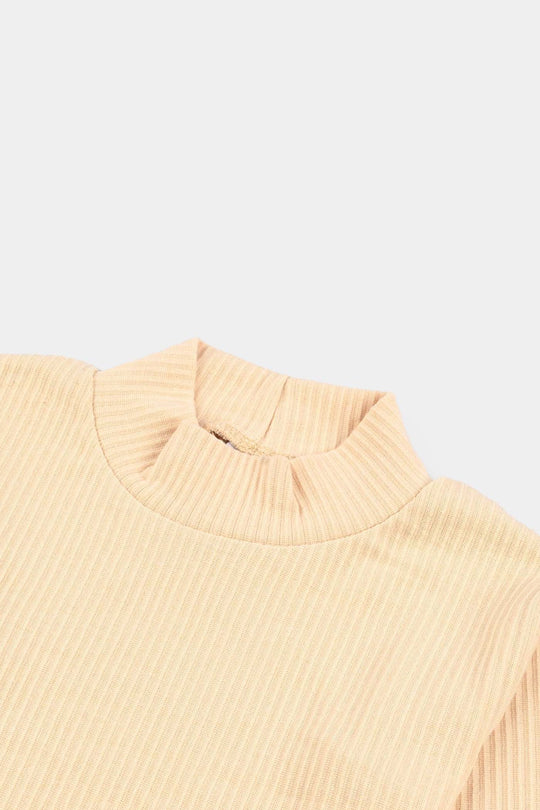 Boys Rib Turtle Neck T-Shirt - Wood.Ash