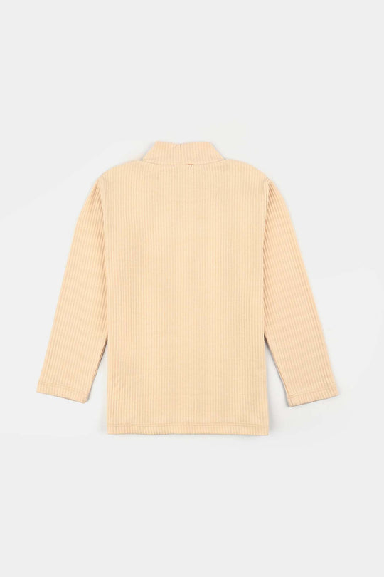 Boys Rib Turtle Neck T-Shirt - Wood.Ash