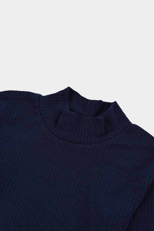 Boys Rib Turtle Neck T-Shirt - NAVY