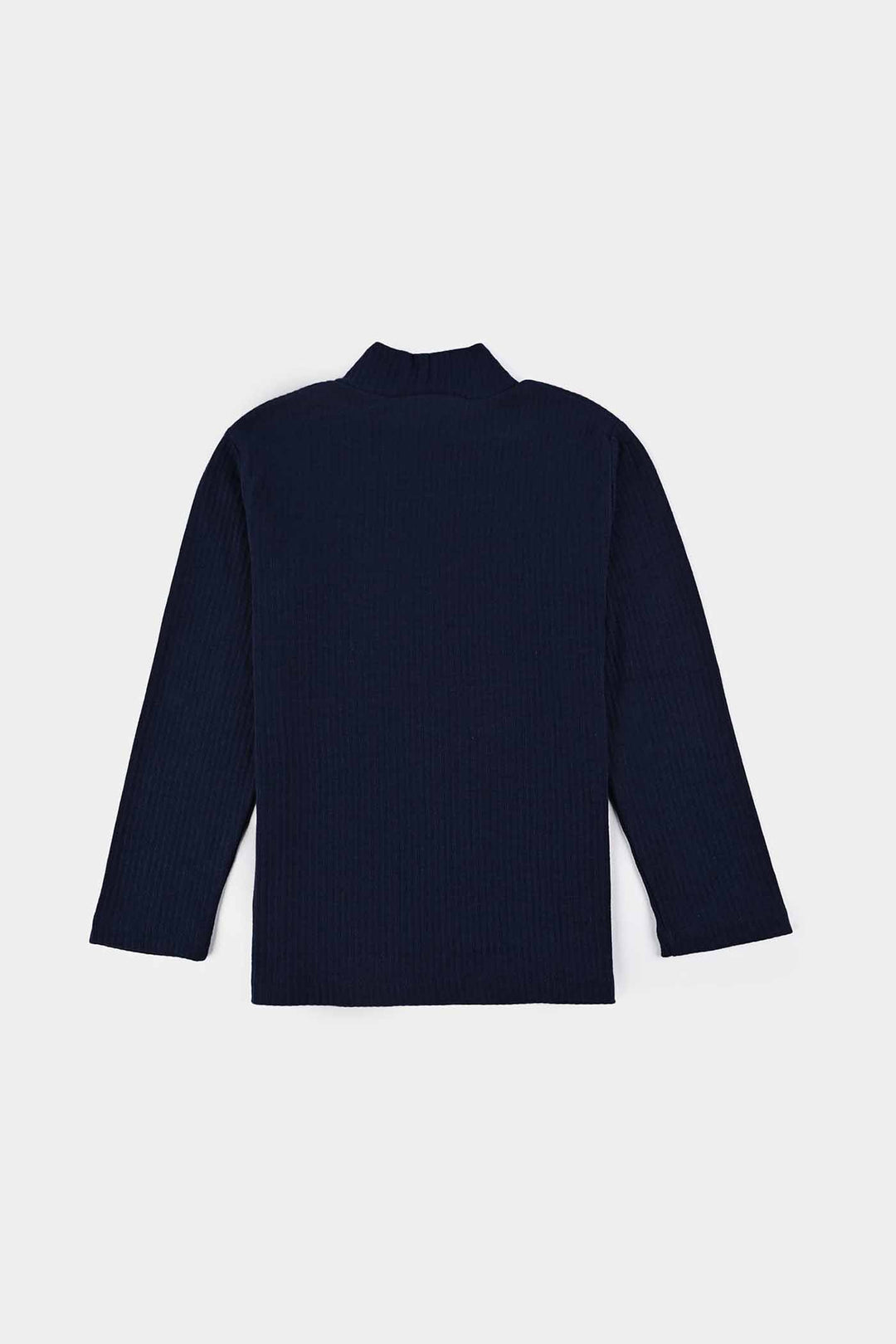 Boys Rib Turtle Neck T-Shirt - NAVY