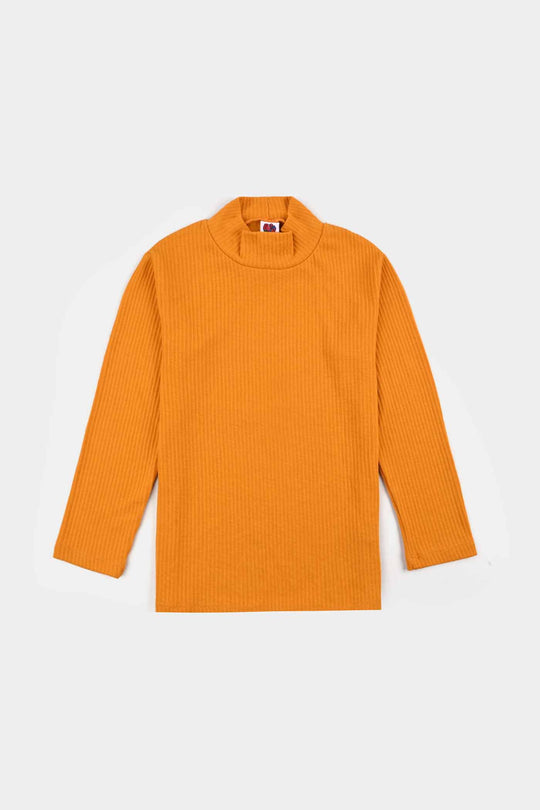 Girls Rib Turtle Neck T-Shirt - Sun.Flower