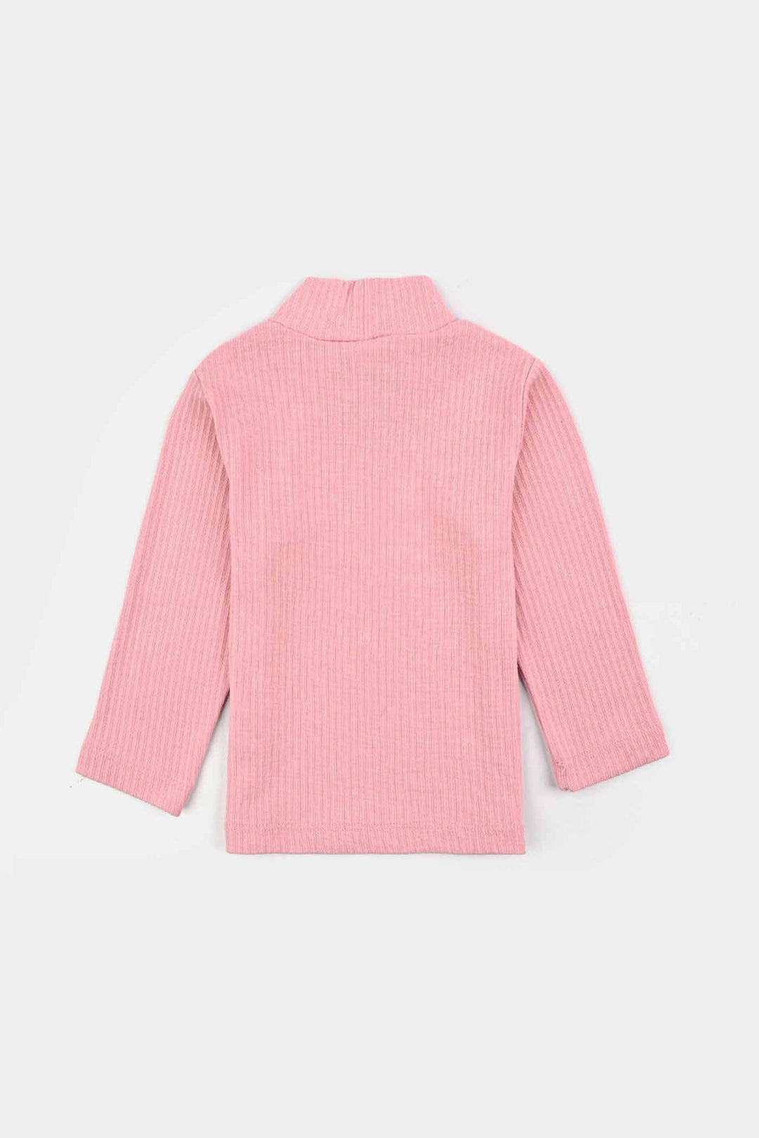 Girls Rib Turtle Neck T-Shirt - Candy.Pink