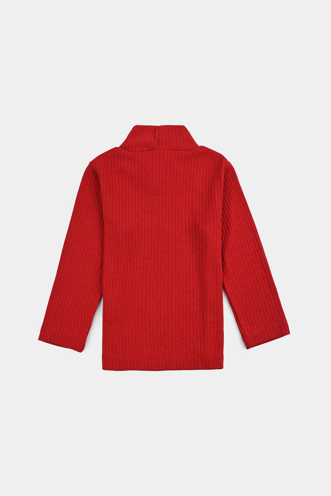 Girls Rib Turtle Neck T-Shirt - C.Red