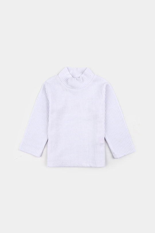 Infant Unisex Rib Turtle Neck T-Shirt - WHITE