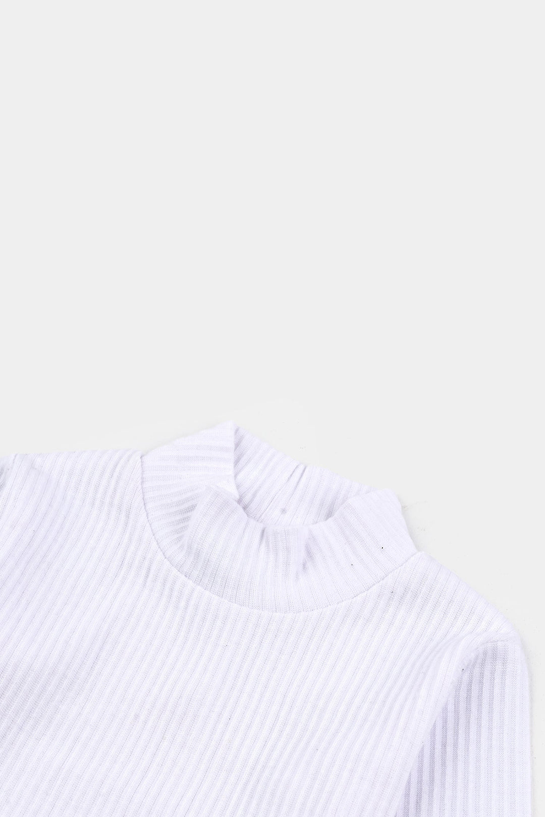 Infant Unisex Rib Turtle Neck T-Shirt - WHITE