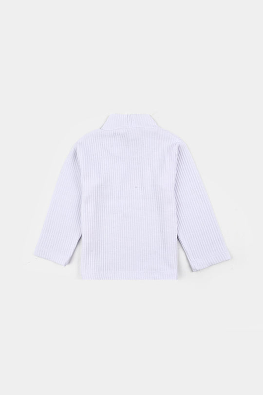 Infant Unisex Rib Turtle Neck T-Shirt - WHITE